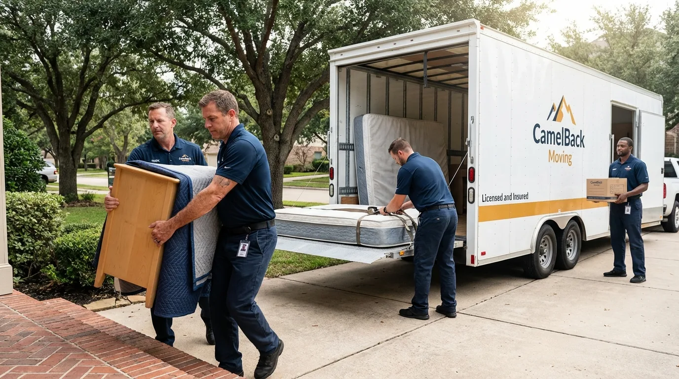 Crew loading residential truck for cross-state move from Hartwell, GA