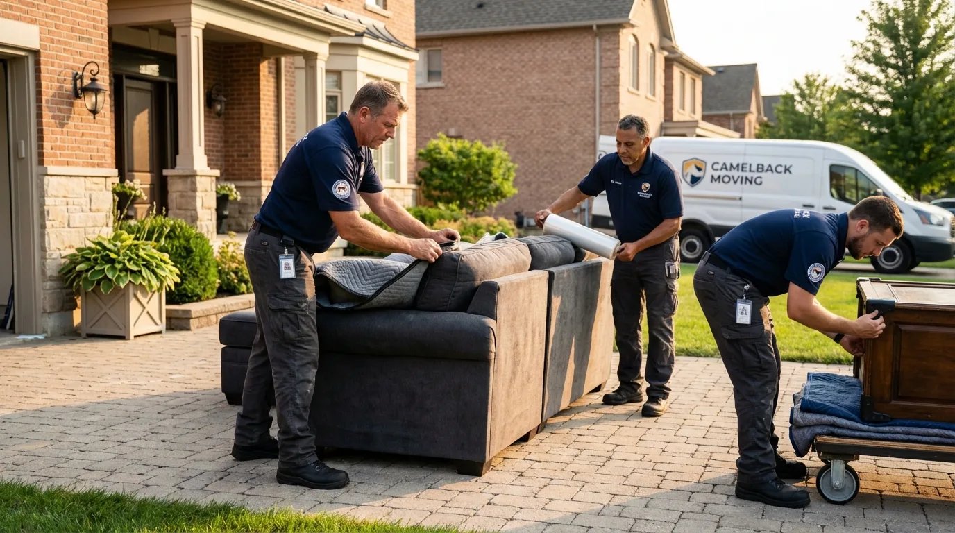 Large estate moving crew wrapping furniture in Hartwell, GA