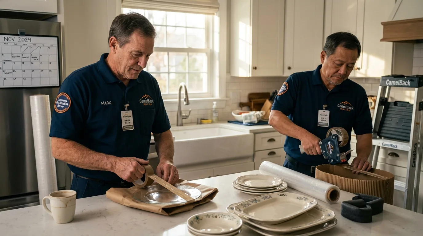 Professional crew packing kitchen dishware in Hartwell, GA